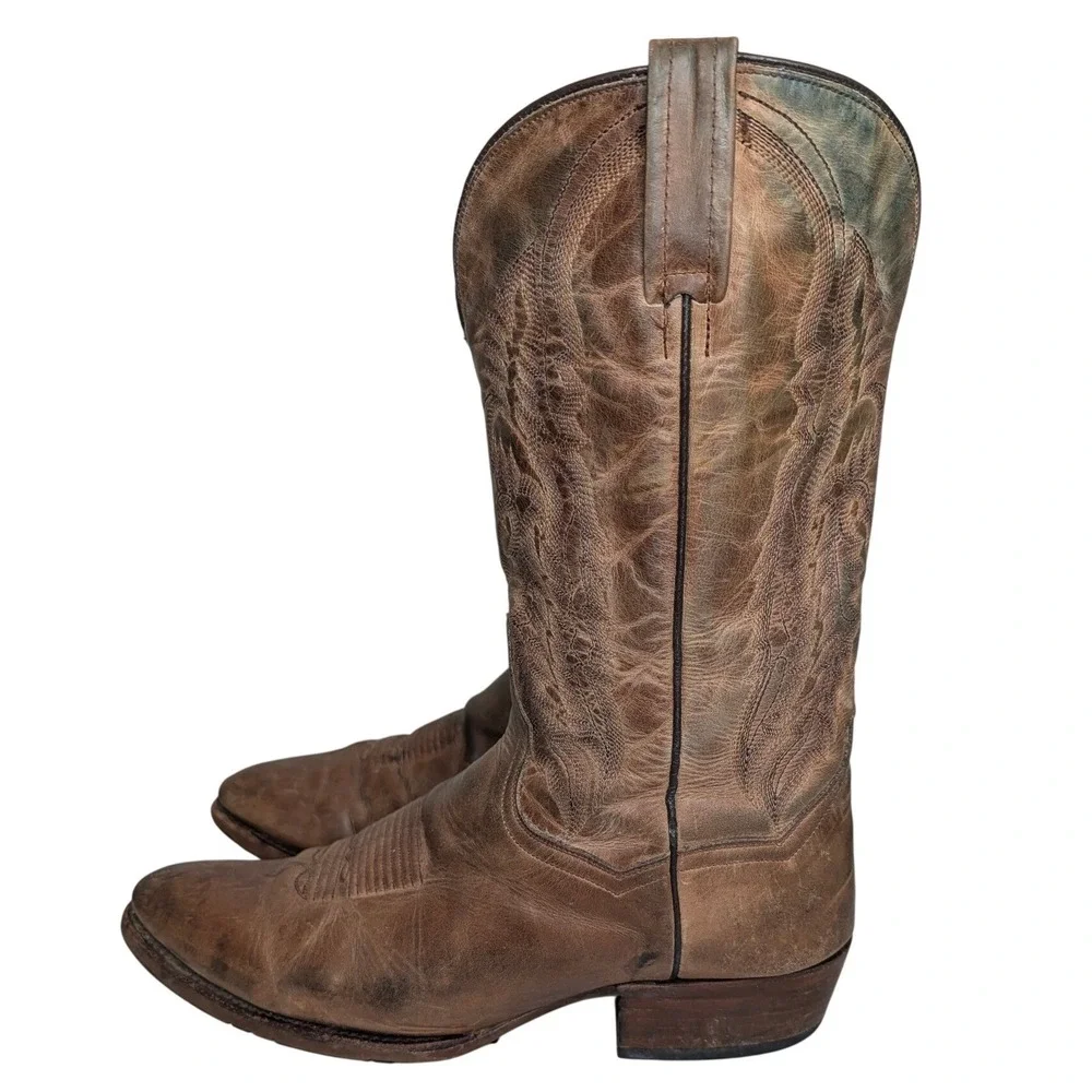 Dan Post Cowboy Boots Mens 13D Brown Leather Western Distressed Made in Mexico